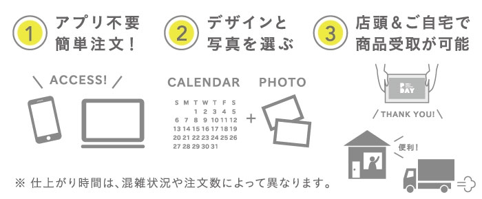 写真でオリジナルカレンダー 即日仕上げ 1冊700円 コイデカメラで写真プリント 証明写真 写真プリントはコイデカメラ